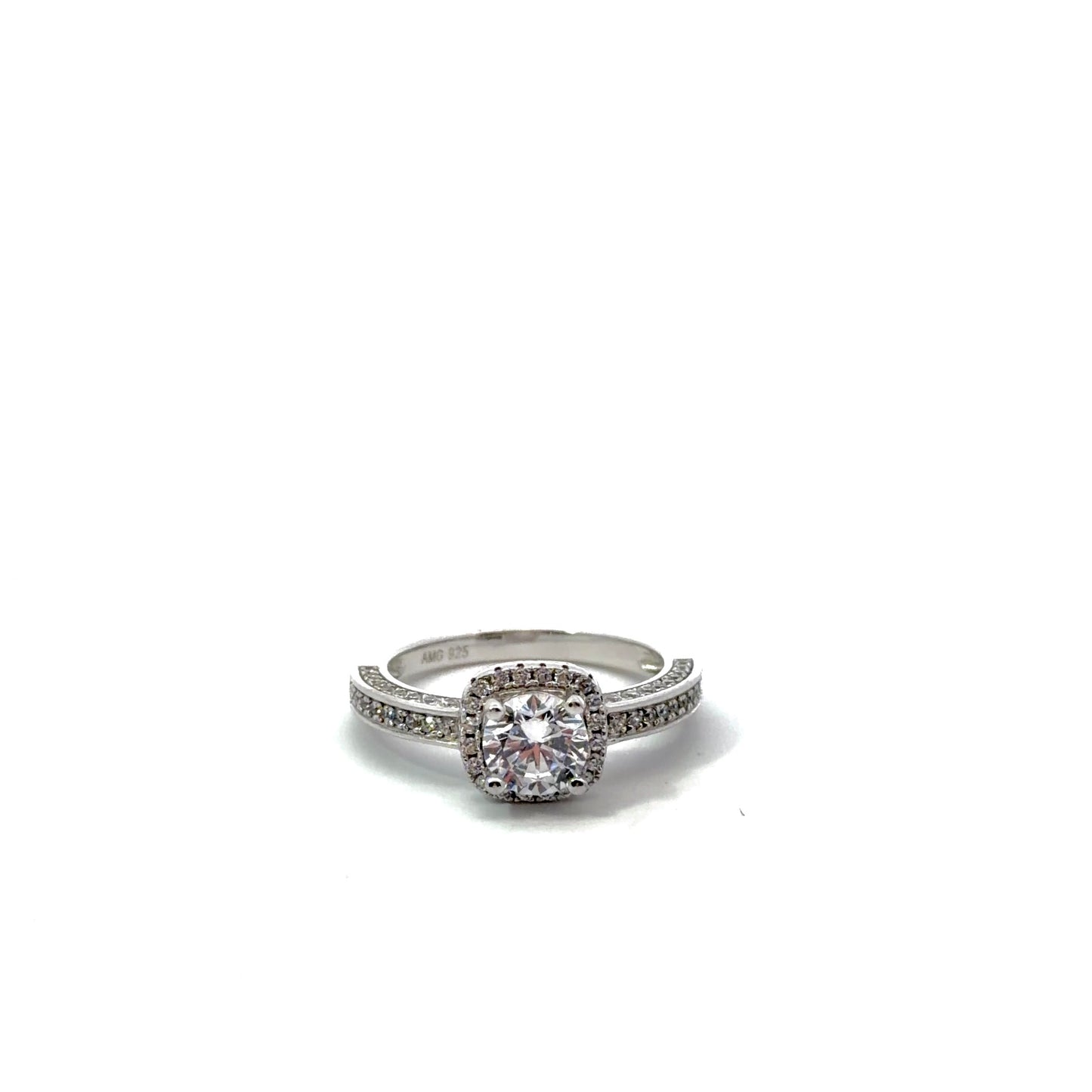 Sterling Silver Round Halo Engagement Ring