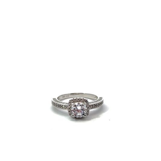 Sterling Silver Round Halo Engagement Ring