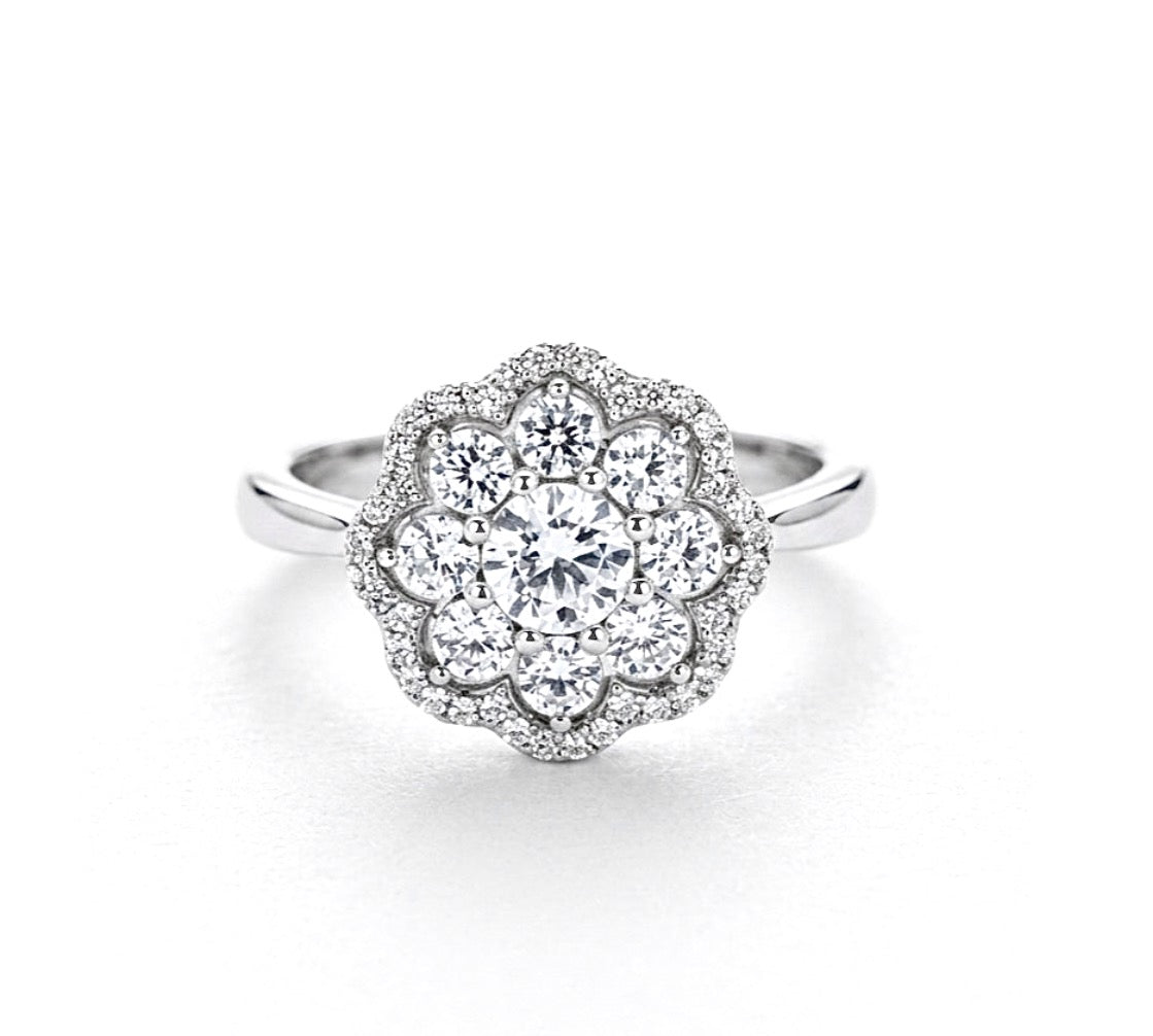Sterling Silver Floral Design Ring