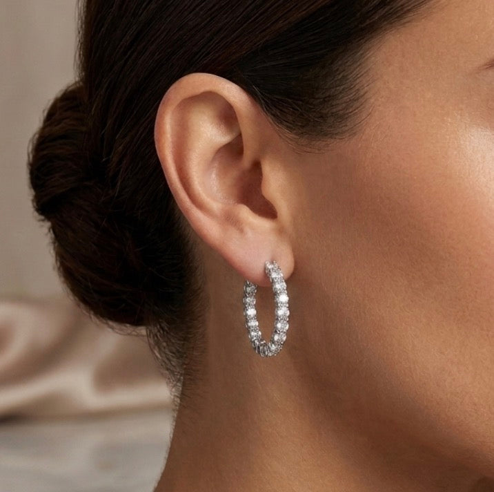 Inside-Out Round Shape 1.25-inch 5.40 ct. Hoop Earrings
