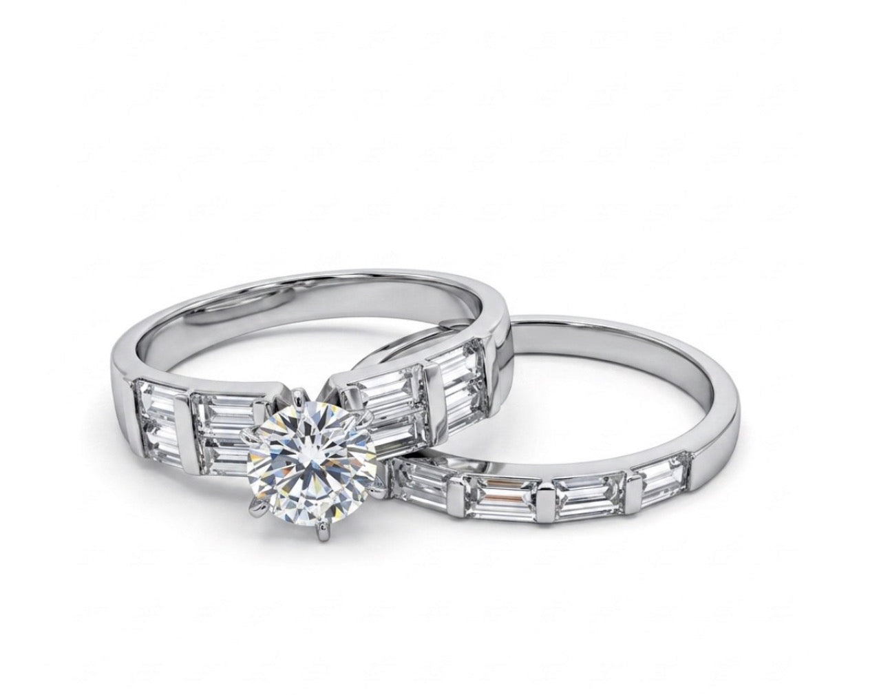Sterling Silver Wedding Ring Set