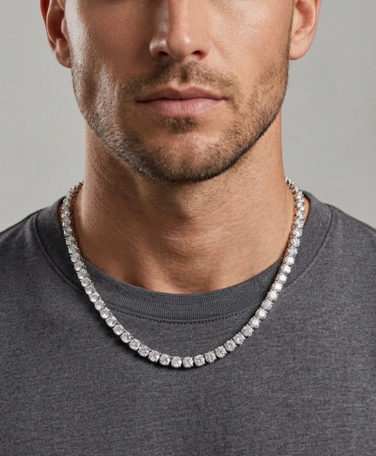 Men’s Sterling Silver CZ Necklace
