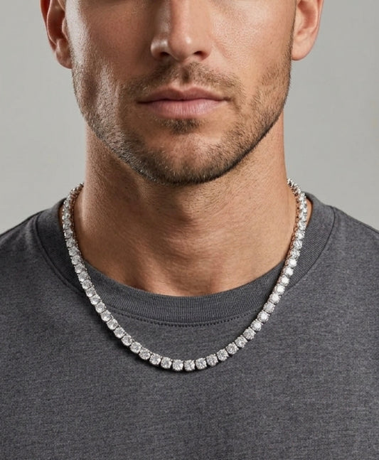 Men’s Sterling Silver CZ Necklace