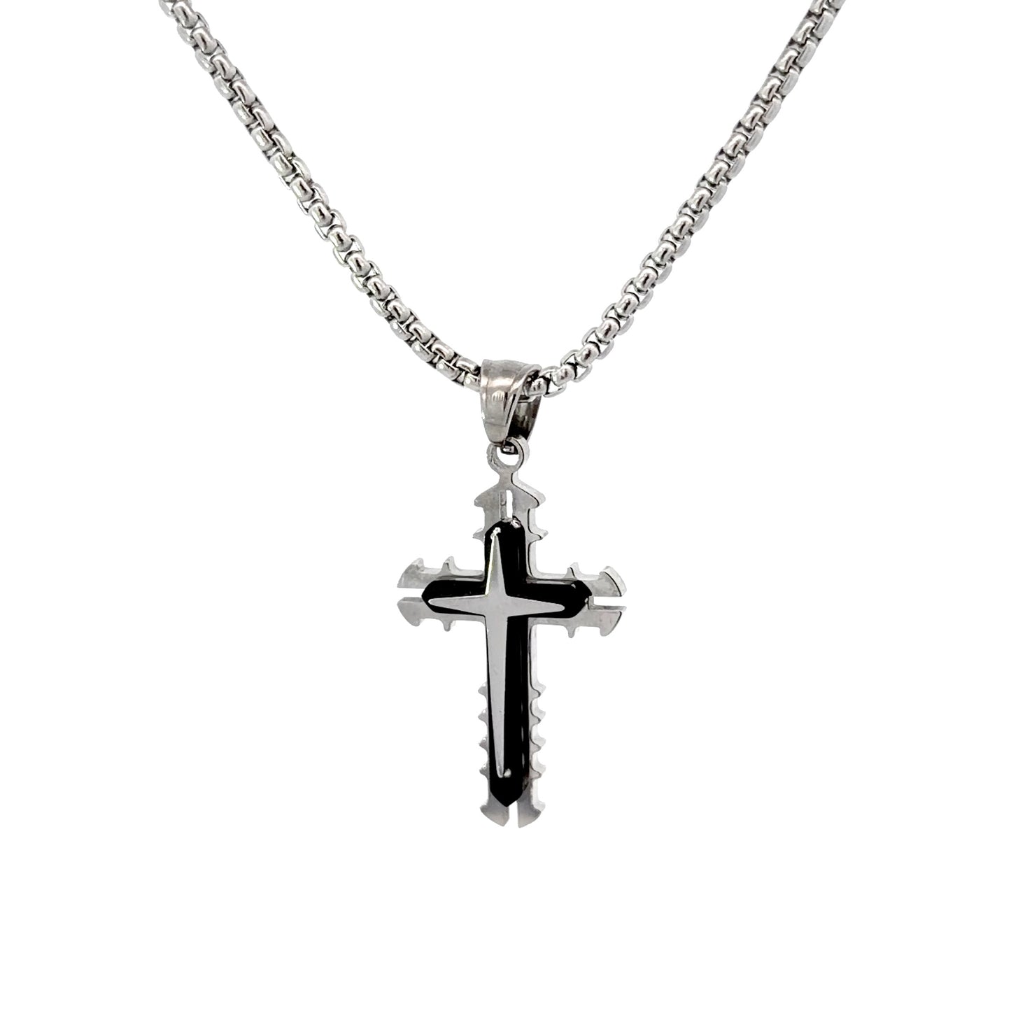Two-Tones Layered Stainless Steel Cross Pendant