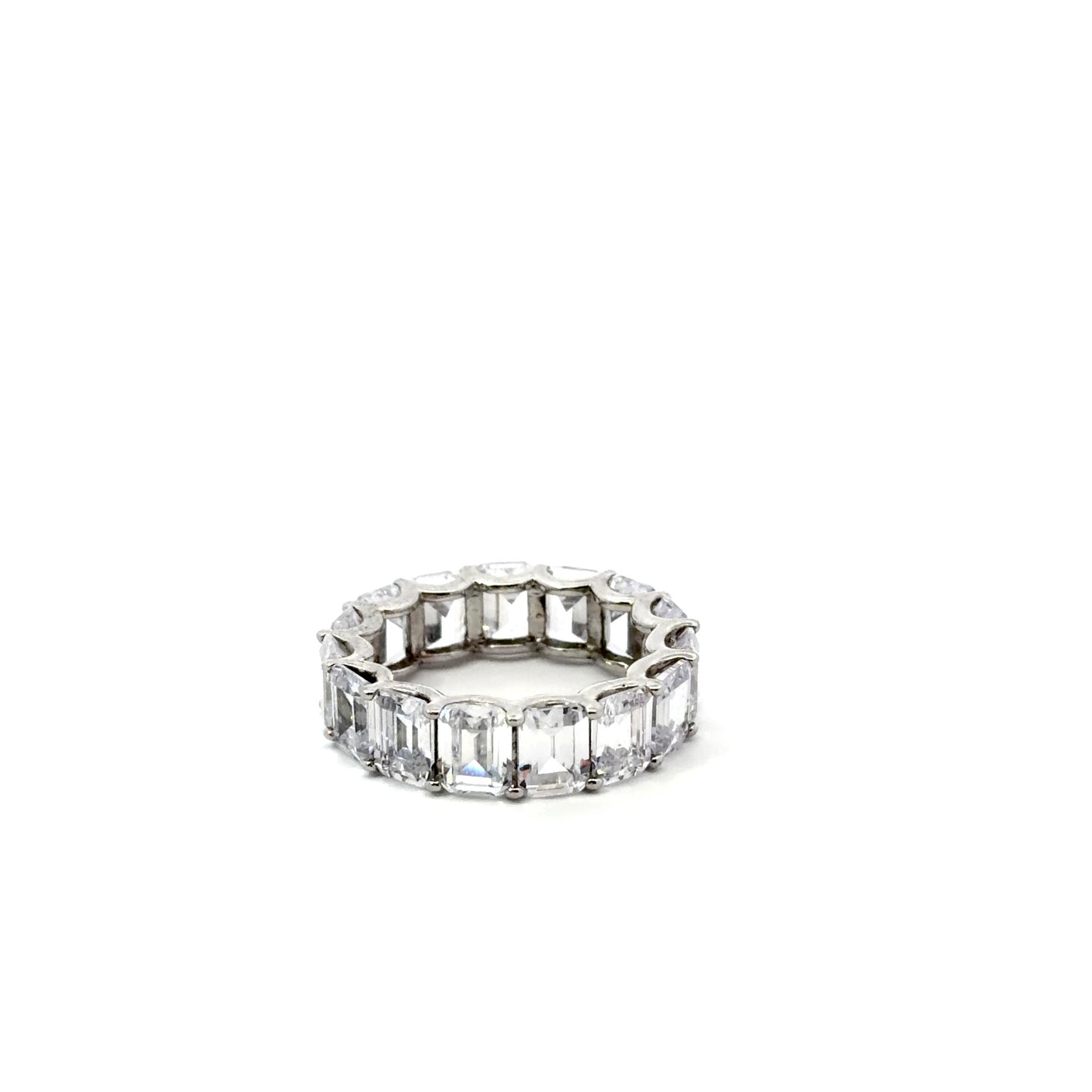 Sterling Silver Emerald-Cut Eternity Ring