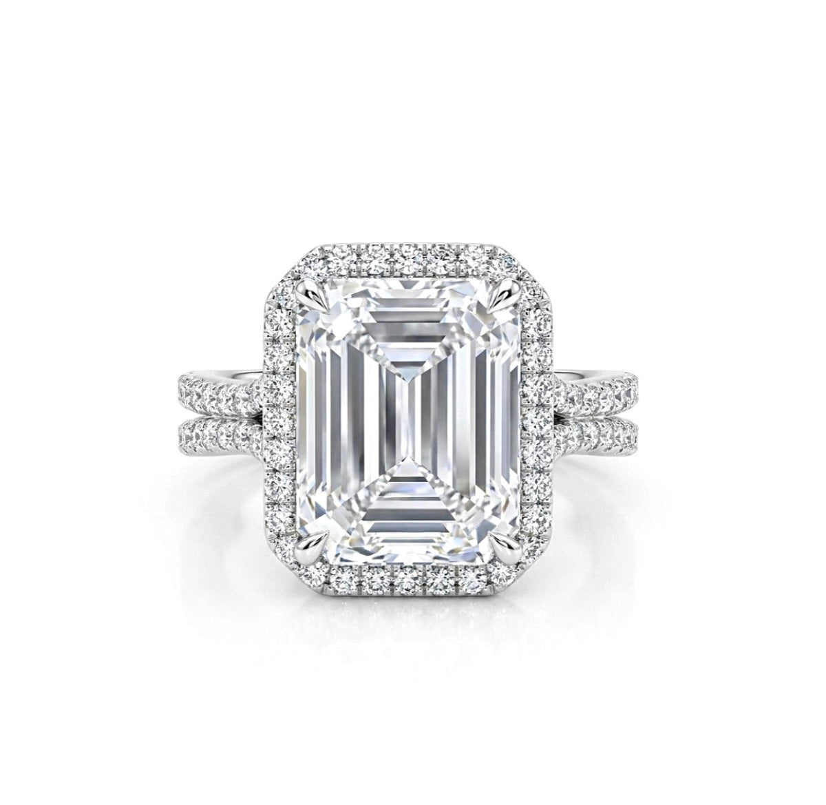 Sterling Silver Emerald Cut Halo Ring