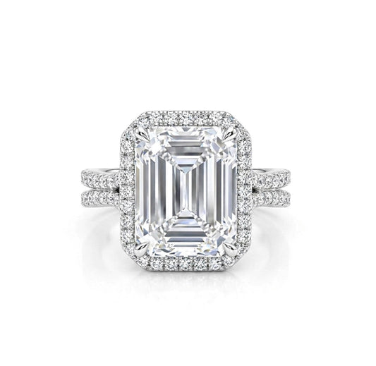 Sterling Silver Emerald Cut Halo Ring