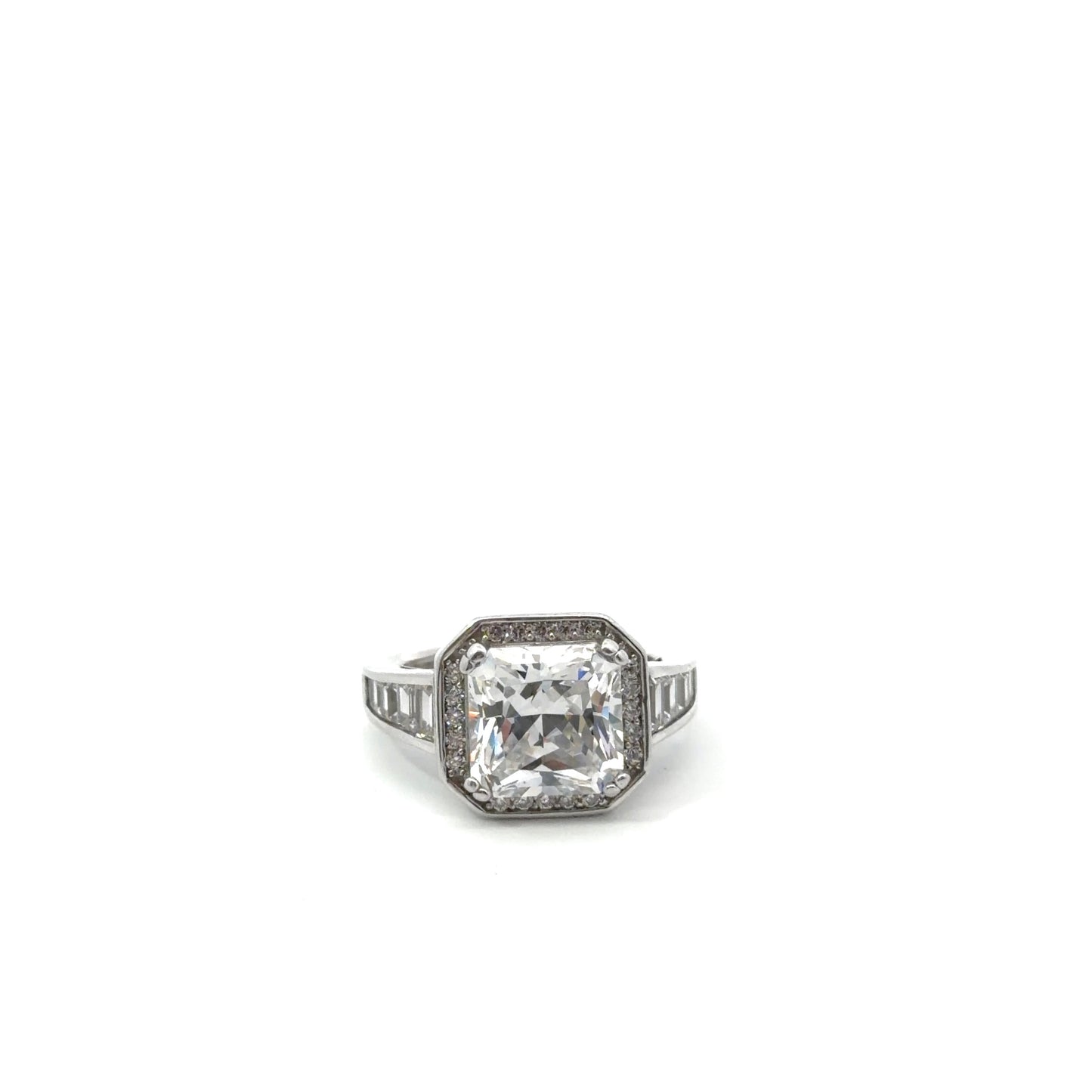 Sterling Silver Cushion Cut Cubic Zirconia Ring