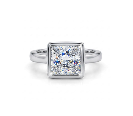 Sterling Silver Princesses-cut Solitaire Ring