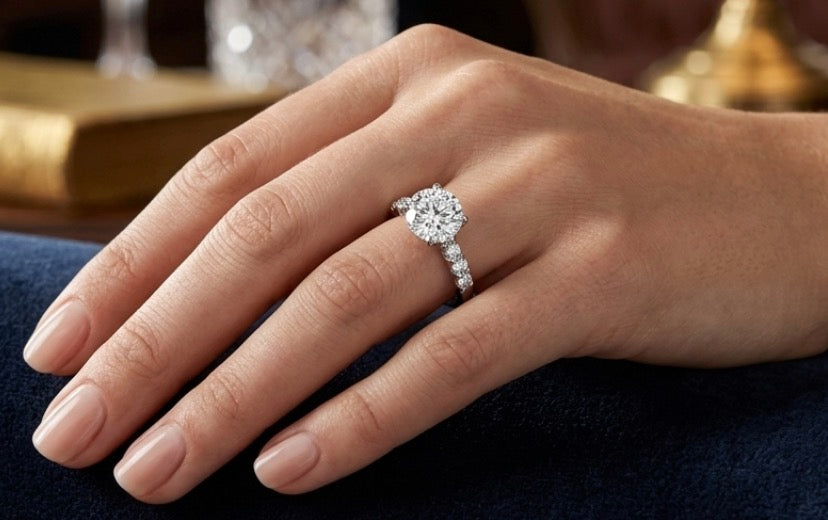 Sterling Silver Brilliant Cut 4-Prongs Ring