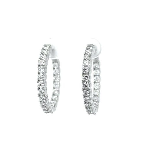 Inside-Out Round Shape 0.8 inch 2.9 ct Hoop Earrings