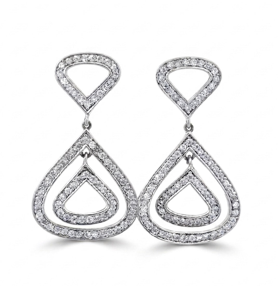 Sterling Silver Teardrop shaped Dangle Earrings