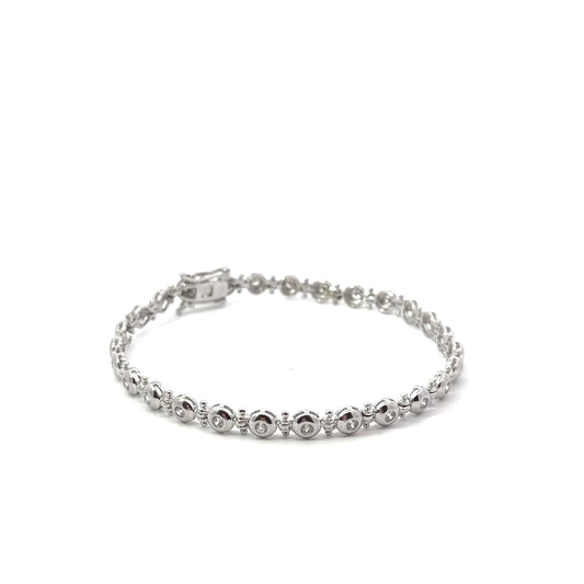 Sterling Silver Bezel Setting With Round Cubic Zirconia Tennis Bracelet