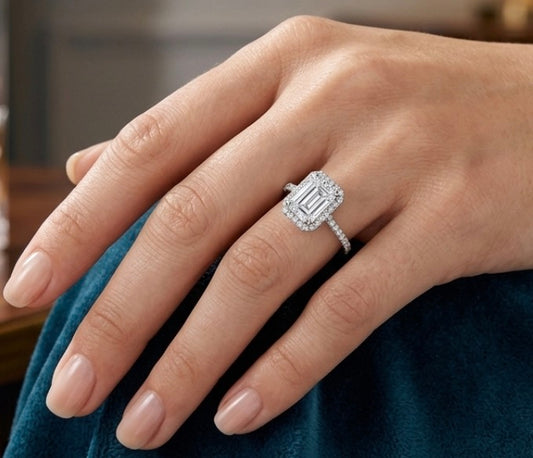 Sterling Silver Vintage Inspired Emerald Cut Ring