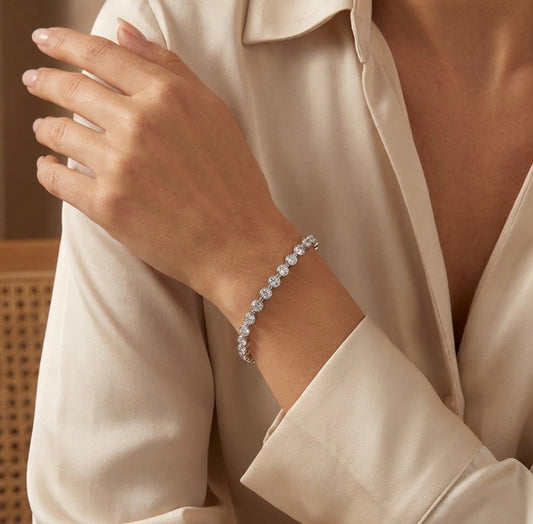 Sterling silver 8 Inch Cubic Zirconia Tennis Bracelet