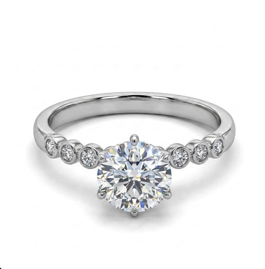 Sterling Silver Brilliant Cut 6-Prongs Cubic Zirconia Ring
