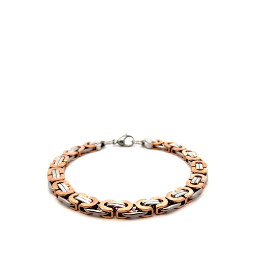 Stainless Steel Two-Tone Byzantine Chain Bracelet