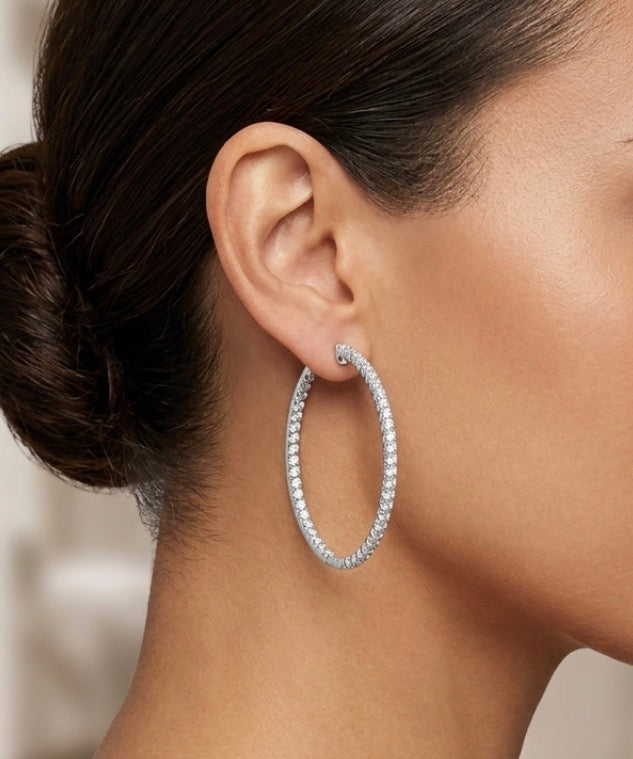Inside-Out Round Shape 1.57-inch 1.22 ct. Hoop Earrings