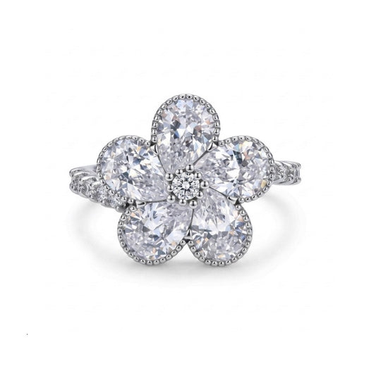 Sterling Silver Floral Design Ring