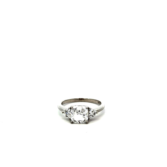 Sterling Silver Three-Stone Engagement Ring