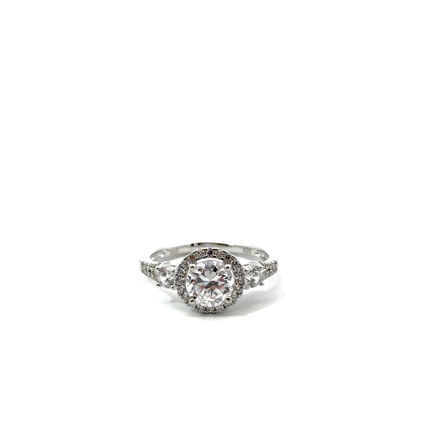 Sterling Silver Round Halo Ring