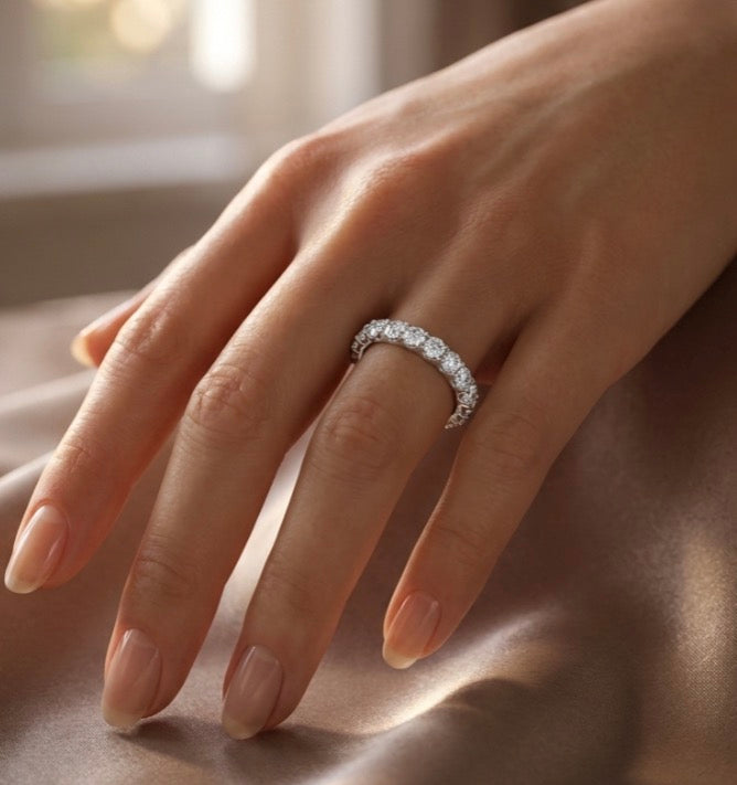 Sterling Silver Round cut Eternity Band