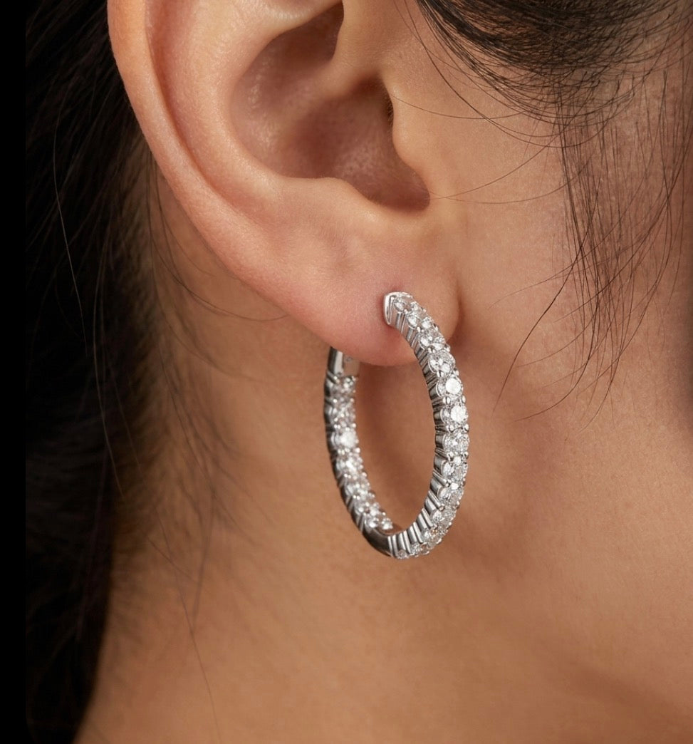 Inside-Out Oval Shape 1-inch Hoop Earrings