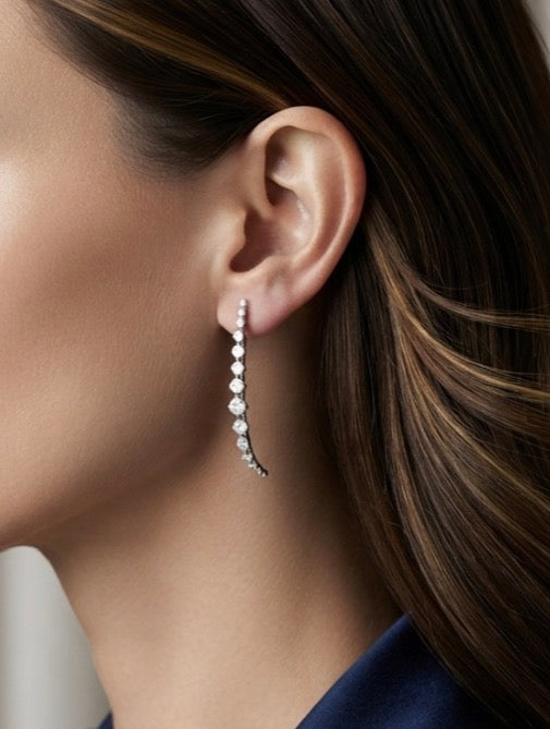 Curved Cubic Zirconia Drop Earrings