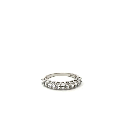 Sterling Silver Oval Cut Half Eternity Ring