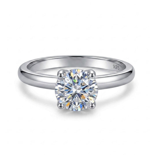 Sterling Silver 4-Prongs Solitaire Engagement Ring