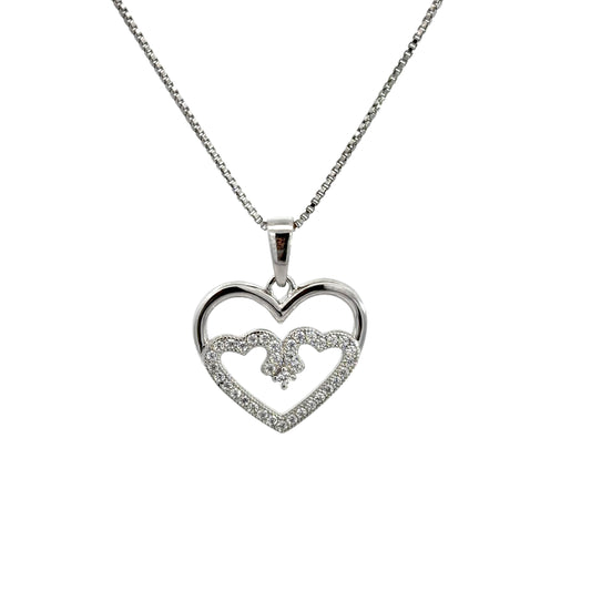 Cubic Zirconia Heart Shaped Pendant Necklace