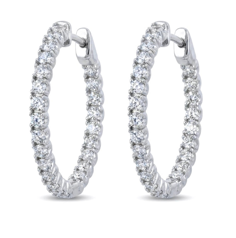 Inside-Out Round Shape 1.00-inch 1.50 ct.Hoop Earrings