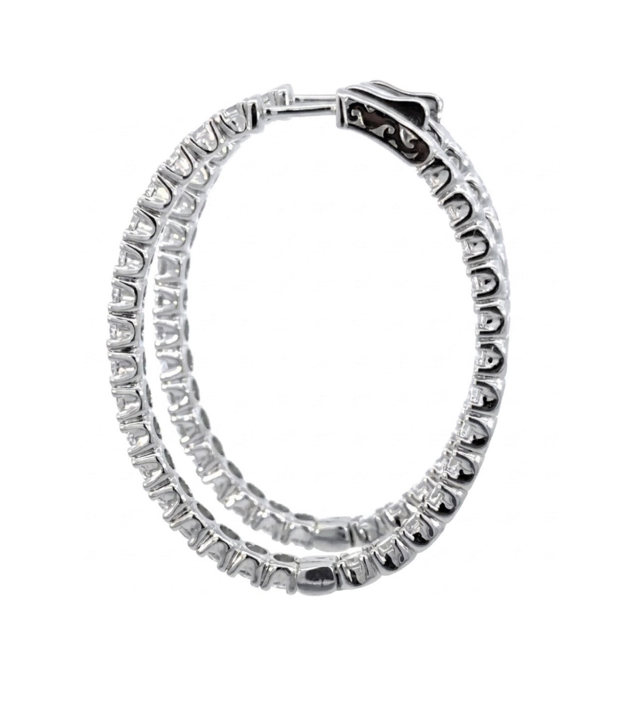 Inside-Out Oval Shape 1.73-inch 6.00 ct. Hoop Earrings