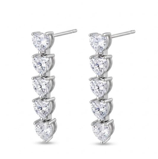 Sterling Silver Heart-Shaped Drop Earrings