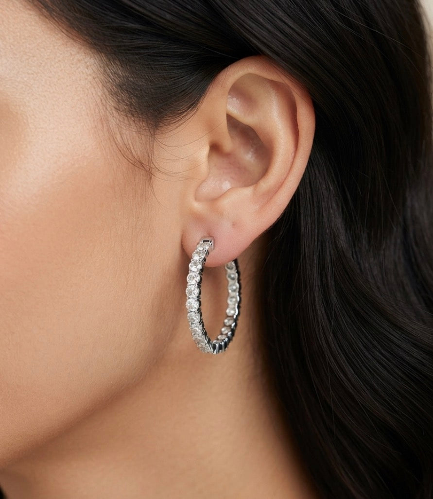 Inside-Out Round Shape 1.63-inch 10ct.Hoop Earrings