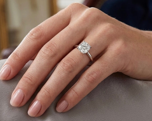 Sterling Silver Cushion Cut Solitaire Ring