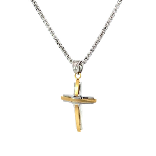 Three Layer Stainless Steel Cross Pendant