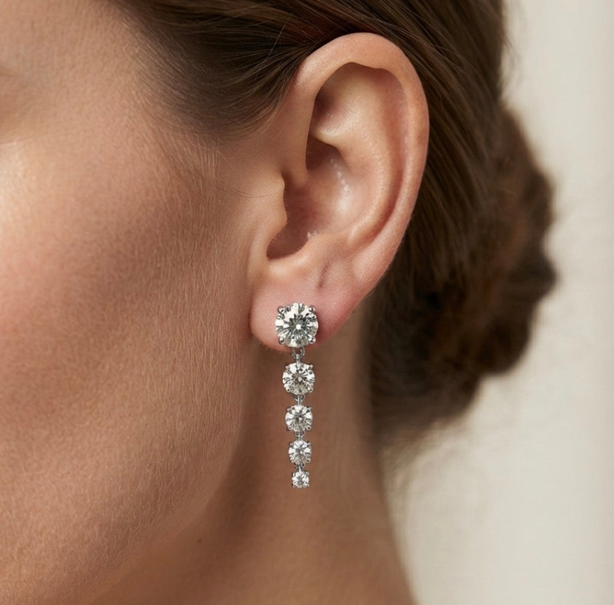 Sterling Silver Linear Drop Earrings