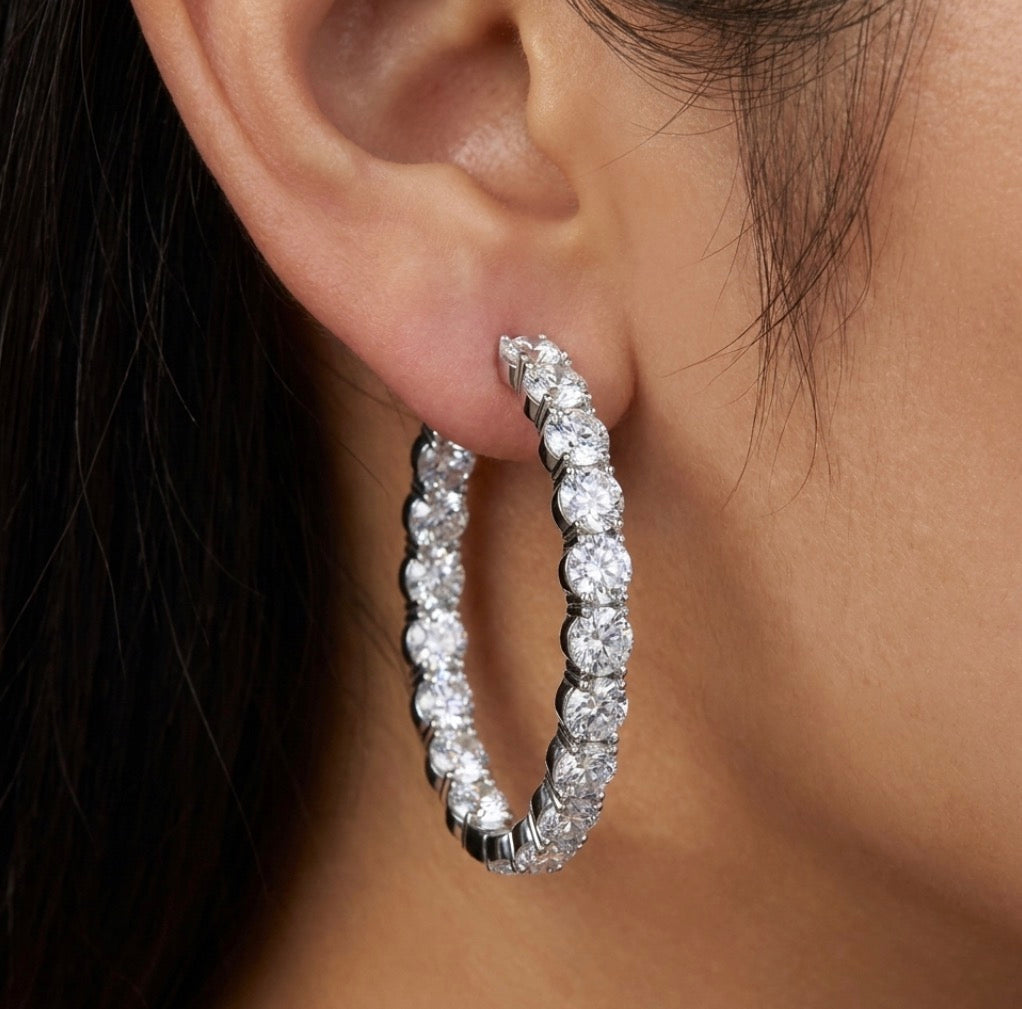 Inside-Out Oval Shape 2-inch Hoop Earrings