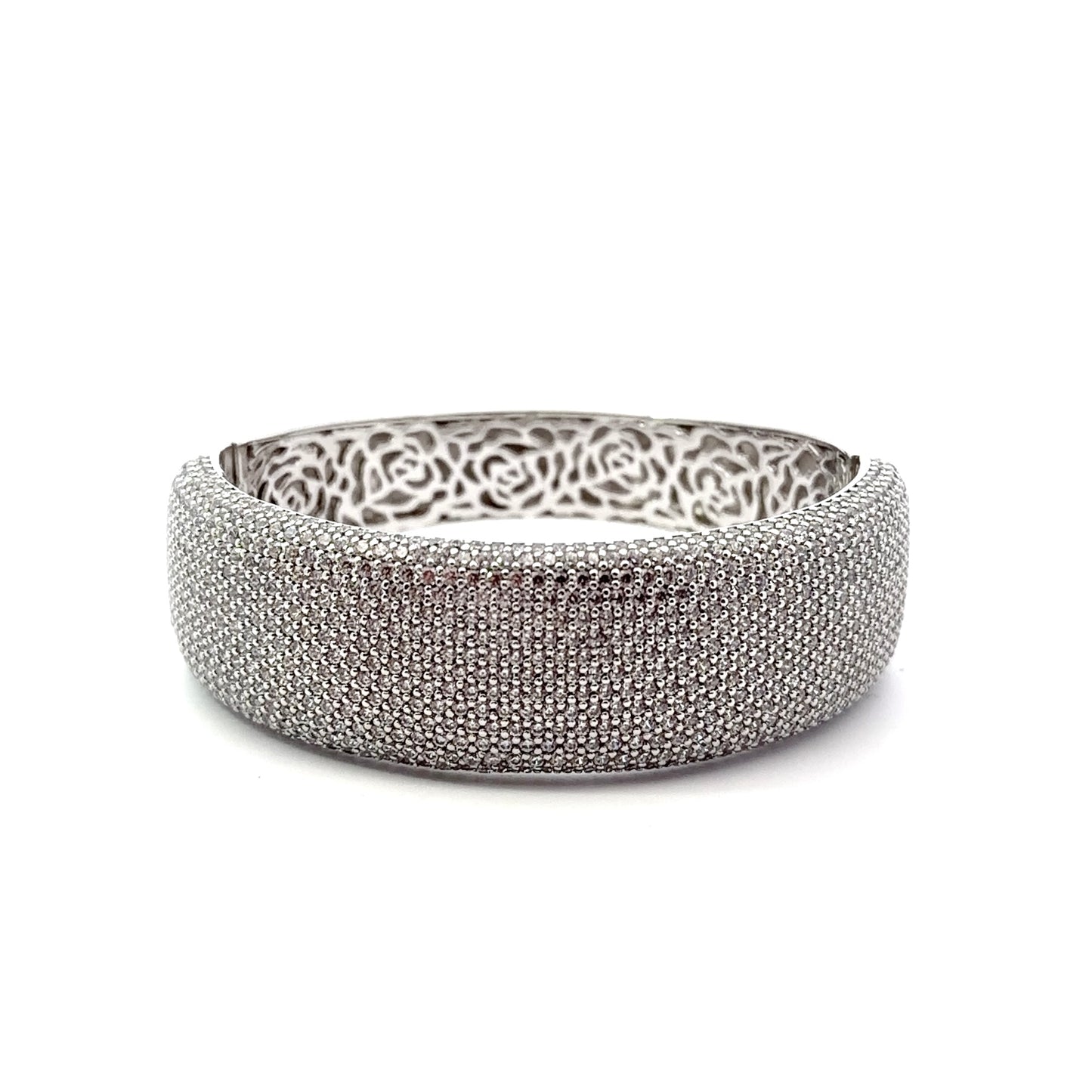 Sterling Silver Radiant Cubic Zirconia Bangle Bracelet