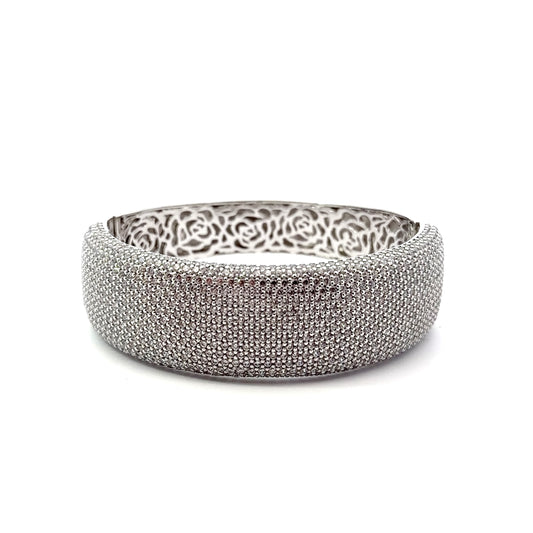 Sterling Silver Radiant Cubic Zirconia Bangle Bracelet