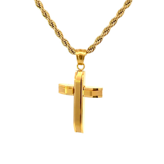 Stainless Steel Gold Plated Cross Pendant