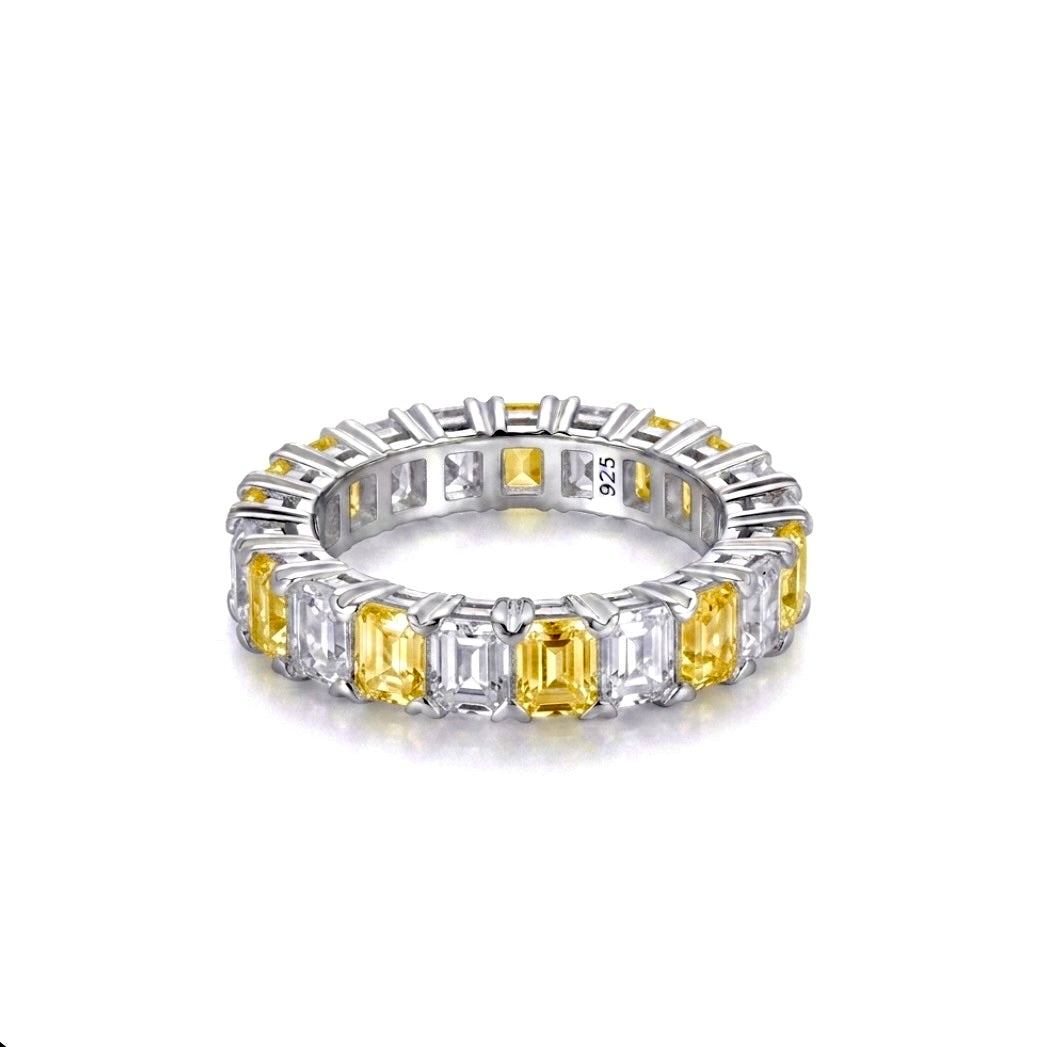 Sterling Silver Emerald-cut Eternity Ladies Band
