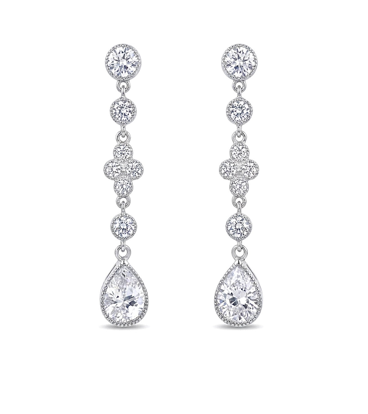Sterling Silver Teardrop cut Drop Earrings