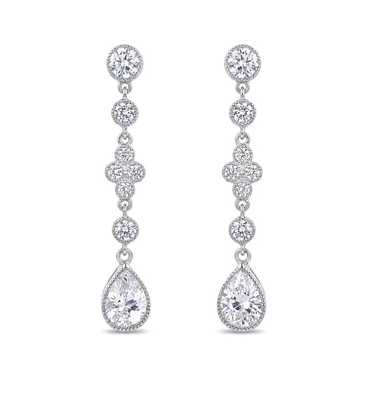 Sterling Silver Teardrop cut Drop Earrings