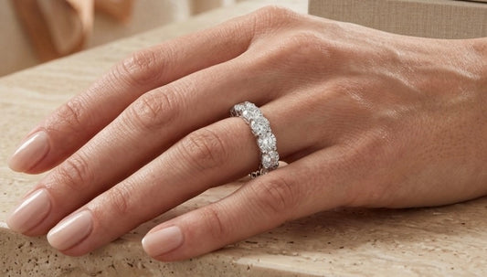 Sterling Silver Asscher-Cut Eternity Ladies Band