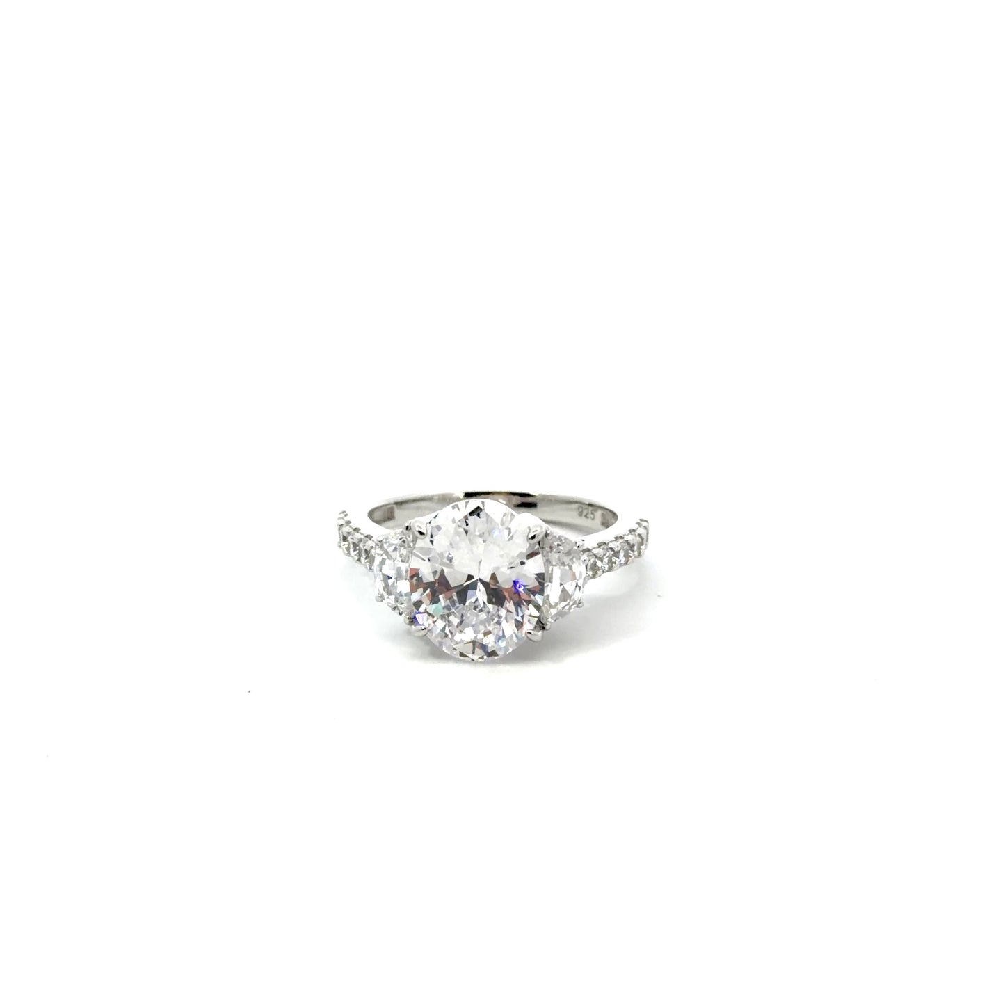 Sterling Silver Three Stone Engagement Ring