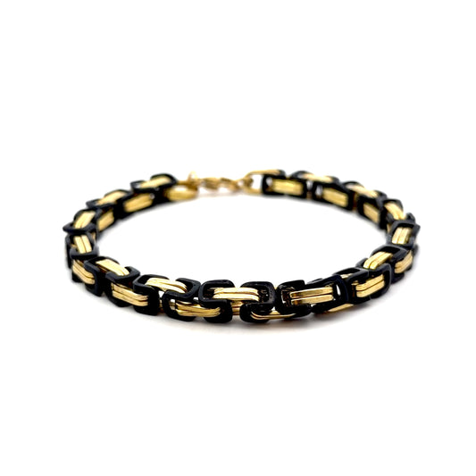 Black and Gold Byzantine Chain Bracelet