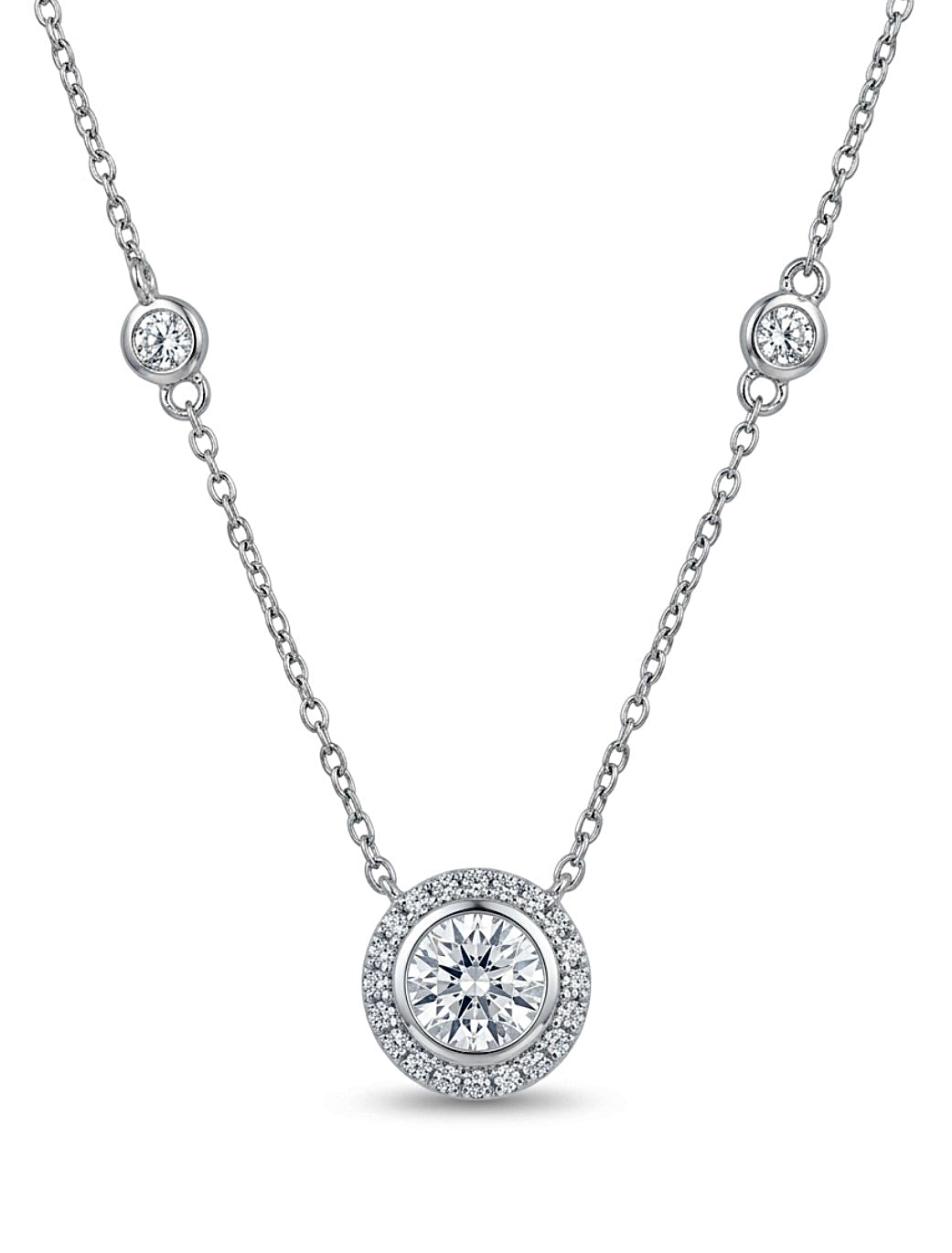 Sterling Silver Brilliant cut Station Necklace