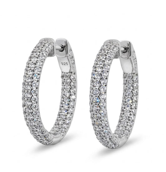 Inside-Out Round Shape Pave Hoop Earrings